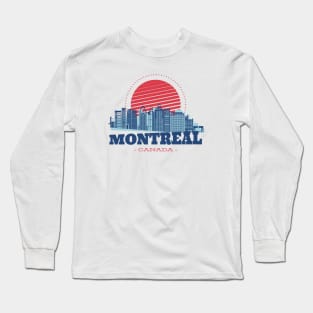 Retro Montreal, Canada Skyline Long Sleeve T-Shirt